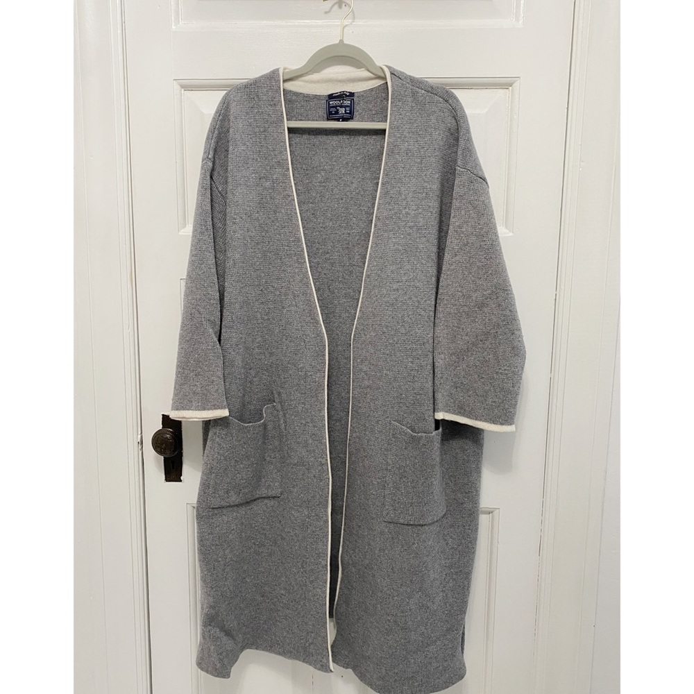 John Rich Woolrich Grey Long Oversized Cardigan with Pockets